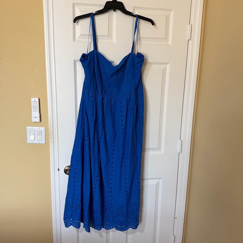 Layered with Love Cobalt Poppy Cotton Eyelet Embroidered Sleeveless Dress 2X - Picture 4 of 8